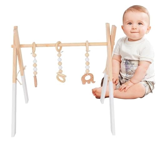 Portique D'éveil Bébé Bois, Arche Eveil Bebe Bois Naturel, De Développement Précoce Pour Chambre De Nouveau-né, Salon, Centre thumbnail 6