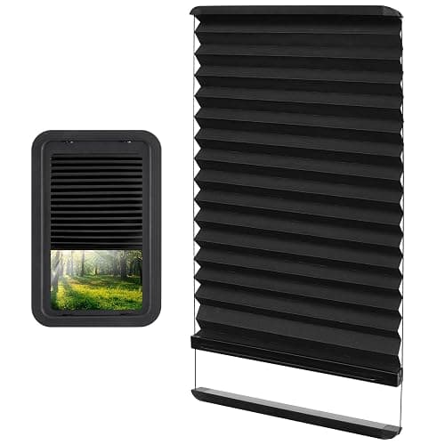 RV Thin Pleated Shade Replacement Compatible with Lippert Prepped Entry Doors/Thin Shade Ready Lippert Entry Door,12” x 21” RV Window Blinds for Camper Travel Trailers - Image 1