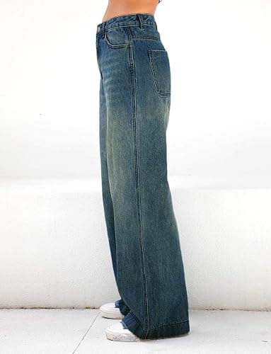 EMMIOL Women's 2026 Wide Leg Jeans Distress Mid Waist Denim Pants Vintage Y2K Trousers thumbnail 3