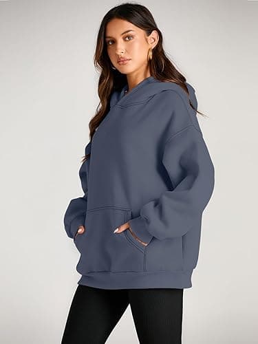 Trendy Queen Womens Oversized Hoodies Fleece Sweatshirts Fall Fashion 2025 Pullover Sweaters Winter Clothes - Dusty Blue - Small thumbnail 3