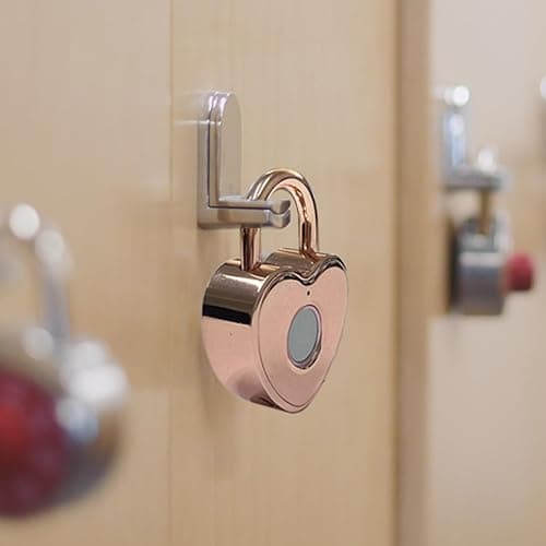 Tcyoatoa Fingerprint Padlock for Gym Locker, Heart Shaped, Rose Gold | Rechargeable Cute Smart Lock,10-Fingerprint Memory, Ideal Gift for Jewelry Boxes, Cosmetic Cases, Suitcases, Travel, School thumbnail 8