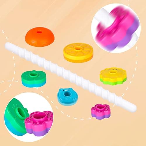 BYFWH Spinning Stacking Toys for Babies 12+ Month Ring Stacker Stacking for Toddlers 1-3 Montessori Toys,Educational Learning Sensory Toy for Kids Easter Christmas Birthday Present for Baby thumbnail 7