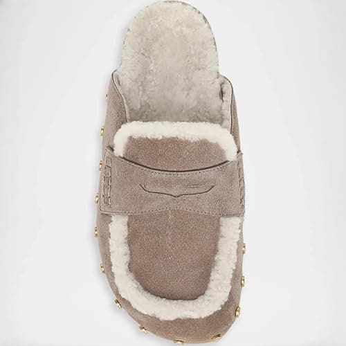 Fur Lined Clogs for Women Fuzzy Studded Slippers Comfortable Slip On Mules Closed Round Toe Fall Winter Casual Flat Shoes thumbnail 5