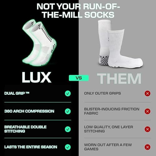 Lux Dual Grip Socks - Soccer Grip Socks for Men and Women. GripArray Performance & Comfort thumbnail 6