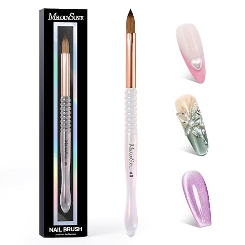 MelodySusie Kolinsky Acrylic Nail Brush, 80% Kolinsky Hair, Professional Nail Brush for Acrylic Powder Nail Extension and 3D Nail Carving, Nail Art Tools for DIY Home Salon, Size 8 - Image 1