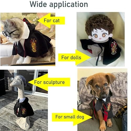 ANIAC 3PCS Halloween Dog Costume Cat Wizard Cape Glasses and Necktie Set Halloween Puppy Outfit Pet Academy Academy Magician Cosplay Apparel for Kitten Cat Small Dogs (Black+Red, Medium) thumbnail 5