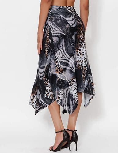 DJT Women's Flowy Handkerchief Hemline Midi Skirt thumbnail 3