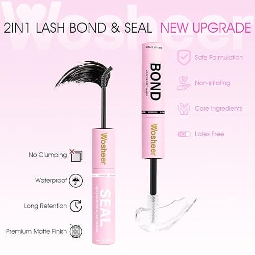 Wosheer Eyelash Glue 2 In 1 Cluster Lash Bond and Seal for Eyelash Extensions Individual Cluster Lashes with Strong Hold Eyelash Waterproof 72h (Black Lash Glue) thumbnail 5