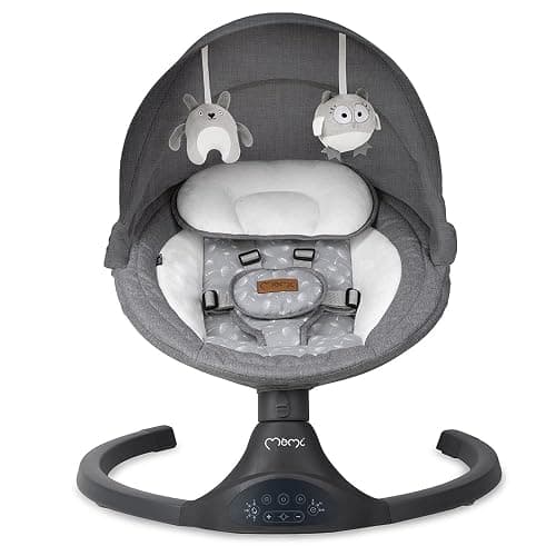 MoMi KENANI Transat balancelle jusqu’à 9 kg, pliable, télécommande et Bluetooth pour smartphone, alimentation piles et secteur, harnais de sécurité 5 points, pare-soleil, moustiquaire thumbnail 17