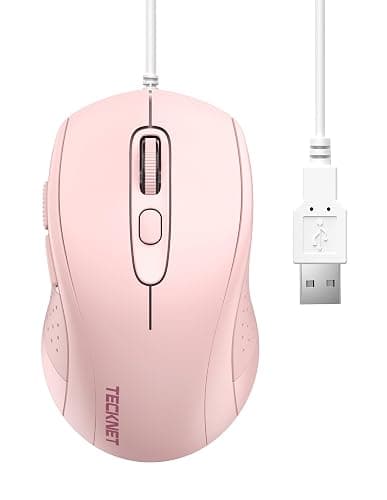 TECKNET Wired Optical USB Mouse - 3600 DPI Tracking, Gaming Grade Sensor, 6 Buttons, Business & Office PC/Laptop Mouse, Great for Graphic Design (Pink, Medium) - Image 1