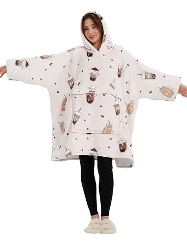 KFUBUO Wearable Blanket Hoodie for Adults Sherpa All Patterns Oversized Sweatshirt Blanket with Pocket thumbnail 5