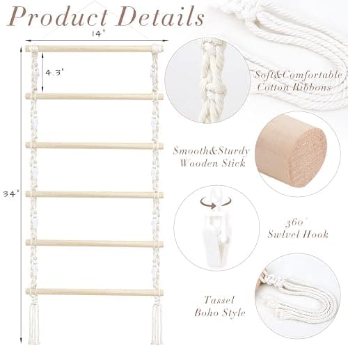SNOWSTAR Macrame Hair Claw Clip Organizer,Hanging Hair Clip Holder and Storage for Women Girls,Claw Clip Hanger Home Decor for Wall,Door,Closet thumbnail 3