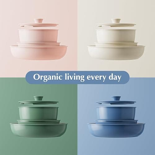 Redchef Ceramic Pots and Pans Set Non Stick, Nonstick Kitchen Cookware Sets, Non Toxic Pots and Pans Set Non Stick, PFAS PFOA & PTFE Free, Detachable Handle Pots and Pans 5 Piece, RV Cookware thumbnail 9