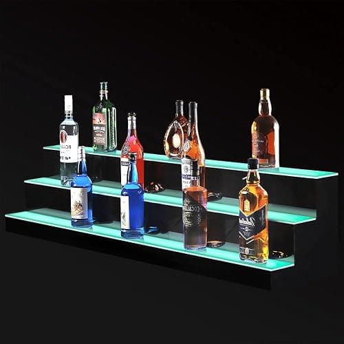 MESAlLUP Acrylic 60 Inch 3 Tier Detachable LED Lighted Liquor Bottle Display Shelf with Remote Control, Mulit Colorl Lighting Shelves for Home Mini Bar Restaurants & Party Use(Without Power Bank) - 20 Colors - 3 Step 60 Inches thumbnail 8