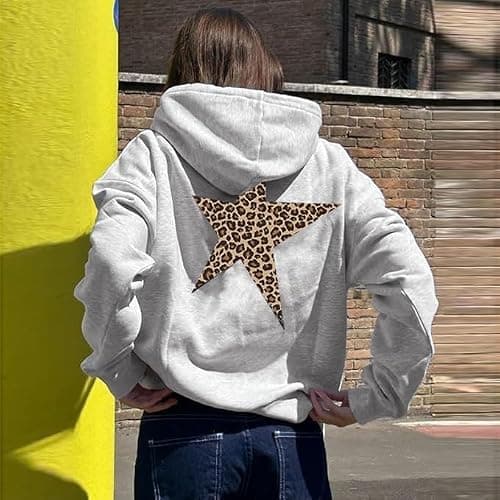 heyheyshine Star Graphic Hoodies Oversized Y2k Leopard Print Hooded Sweatshirt Cheetah Hoodie Streetwear Unisex Pullover Tops thumbnail 3