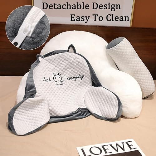 ANBTUKJ Cuddle Cushion for Adults Comfortable Reading Pillow with Arms Soft Bed Seat Gaming Pillow Detachable Back Support Cushion for Bed Sofa Chair,Lovely Dolphin-60×40×25cm thumbnail 5