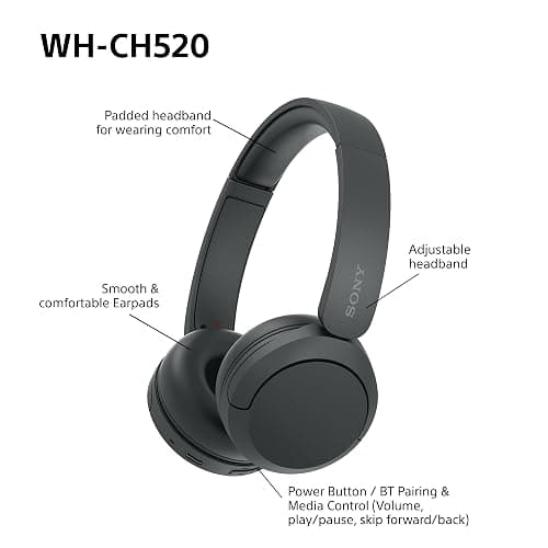 Sony WH-CH520 Wireless Bluetooth On-Ear Headphones, Lightweight Design, Up to 50hr Battery Life, Quick Charge, EQ, Clear Call Quality, iOS & Android - Black thumbnail 9