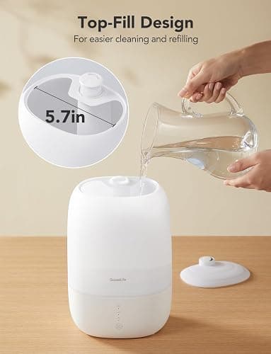 GoveeLife Smart 3L Humidifiers for Bedroom, Top Fill Cool Mist with Essential Oil Diffuser, Humidity Control, WiFi Air Humidifier with Night Light, 360° Nozzle, for Baby, Plants, Home, Work with Alexa | Essential Oil Diffuser, Humidity Control, WiFi Air Humidifier with 360° Nozzle, for Babies, Plants, Home, Works with Alexa thumbnail 4