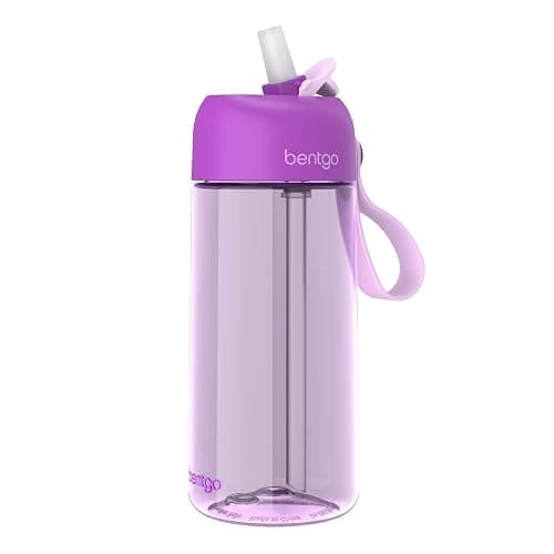 Bentgo Kids Water Bottle - Leak-Proof, Durable Tritan, BPA-Free 15 oz. Cup for Kids/Toddlers Ages 3+, Bite & Sip Spout, Carrying Handle, & Dishwasher Safe for School, Sports, Daycare & Camp (Purple) - Image 1