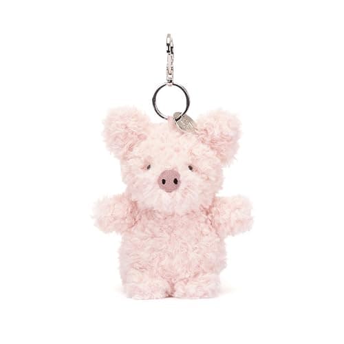 Jellycat Little Pig Bag Charm, 4 inches - Farmyard Plush Keychain - Great Gift Idea - Image 1