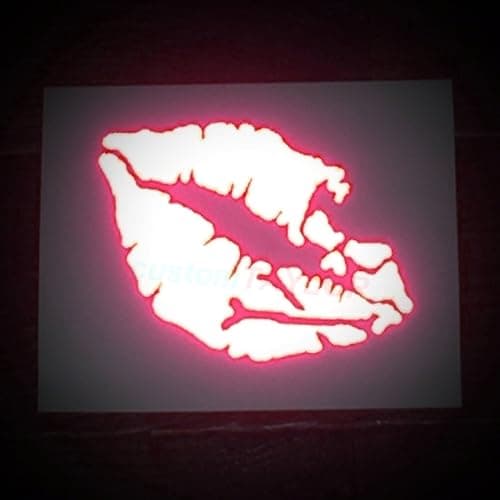 customTAYLOR33 High Intensity Reflective Vinyl Death Kiss Skull Crossbones Lips Decal Bumper Sticker - Cars, Motorcycles, Helmets, Wind Screens, laptops, cellphones, (SE Hot Pink, 6 inch Wide) thumbnail 2