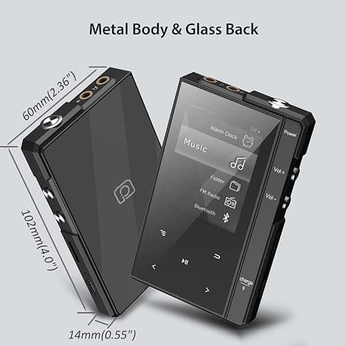 96GB MP3 Player with 90 Hours Long Battery Life,Bluetooth 5.0,Phinistec Z6 Digital Audio Player with Loud Speaker, 2.4'' IPS Portable Music Player,FM Radio,Voice Recorder Support up to 256GB(Black) thumbnail 6