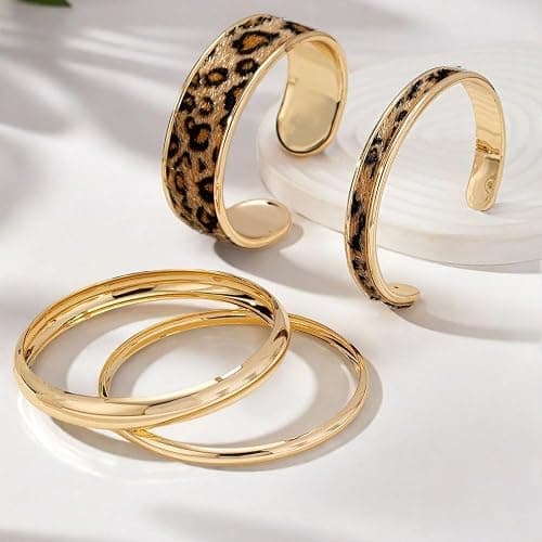 NOVYRA Leopard Bangle Bracelets for Women Layered Cheetah Print Cuff Statement Bracelets Trendy Cheetah Jewelry Accessories For Women thumbnail 6