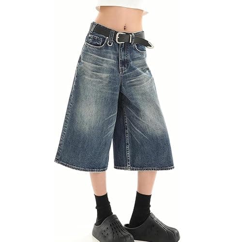 Y2k Baggy Jean Shorts Jorts Y2k Hip Hop Shorts Skater Jeans Grunge Shorts Aesthetic Pants thumbnail 6