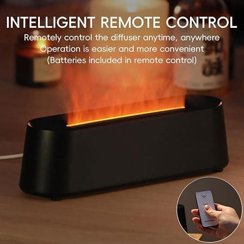 YALEDI Essential Oil Diffuser, Fireplace Fire Flame Aromatherapy Diffuser, 250ml Cool Mist Humidifier, Scent Aroma Diffuser with 7 Colors Light, Remote Control, Timer & Auto-Off for Home, Room (Black) thumbnail 6