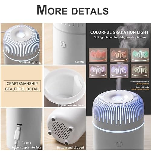 Car Diffuser Humidifier USB Aromatherapy Essential Oil Air Freshener USB Cool Mist Mini Portable Diffuser for Car Home Office Bedroom (Black) thumbnail 8