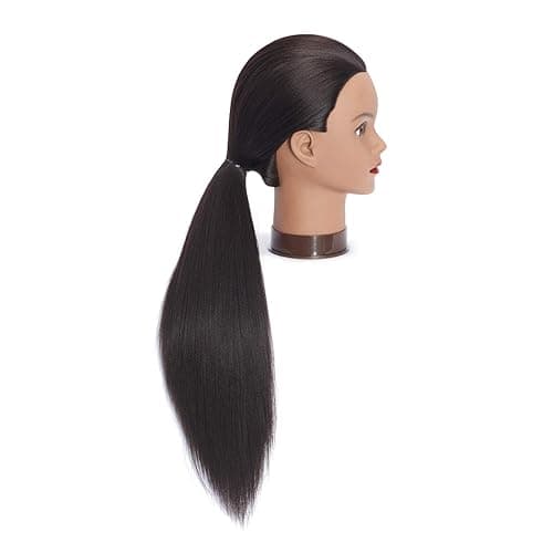 Headfix 26"-28" Long Hair Mannequin Head Synthetic Fiber Hair Hairdresser Practice Styling Training Head Cosmetology Manikin Doll Head with Clamp (6F1919BY0220) thumbnail 4
