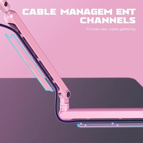 FIFINE Low Profile Boom Arm Mic Stand, Microphone Stand with Cable Management Channel, Desk Clamp, Screw Adapter for Streaming Podcast Recording, Adjustable Metal Mic Boom Arm Pink-BM88P thumbnail 4