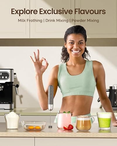 Maestri House Rechargeable Milk Frother, Handheld Electric Foam Maker Detachable Stainless Steel Whisk Drink Mixer Foamer Mini Blender for Matcha, No Stand, LunaFro Mini (Medium Gray and Silver) thumbnail 7