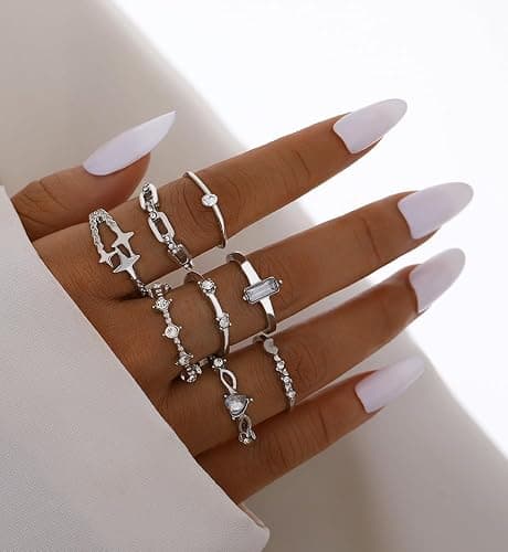 iF YOU 25 Pcs Gold Stackable Ring Set for Women, Chunky Knuckle Finger Midi Rings, Silver Simple Stacking Cute Rings Pack Trendy Stuff Jewelry Gift thumbnail 7