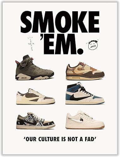 CREAARO Hypebeast Sneaker Poster Unframed - Room Decor Shoes for Boys Guys Men - AJ - Wall Art Décor Aesthetic Cool Shoes Painting 12x16 inch - Image 1