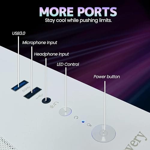 suevery Pre Built Gaming PC Ryzen 5 5500 3.6GHz,(6Core 12Threads Up to 4.2G),Radeon RX6500XT 4G,DDR4 16G Nvme 512G SSD,WiFi 6 Tower Desktop Computer for Home and Office thumbnail 4