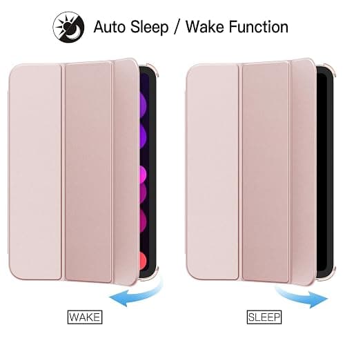 JETech Case for iPad mini (A17 Pro, 2024 Model, 7th Generation) / mini 6 (2021 Model, 6th Generation), Slim Stand Hard Back Shell Smart Cover with Auto Wake/Sleep (Rose Gold) thumbnail 6