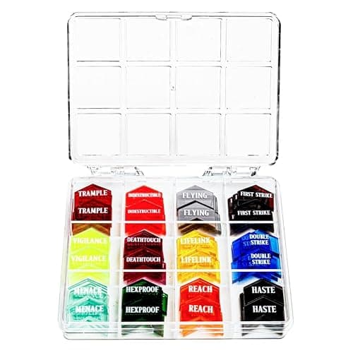 72 Pieces MTG Keyword Counters with Box for Magic The Gathering Colored MTG Creature Stats Buff Tokens MTG Gift Accessories (Keyword Counters) thumbnail 4