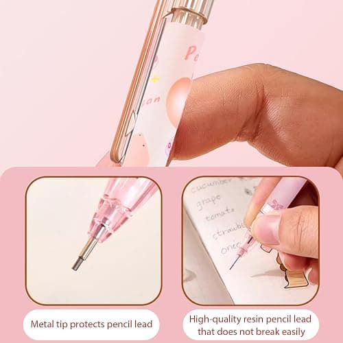 Mangpung Cute Pink Coquette Peach Mechanical Pencil Set Include 8Pcs Kawaii Mechanical Pencils,2 Tubes Mechanical Pencil Lead Refills,2Pcs Erasers,for Office School Supplies thumbnail 6