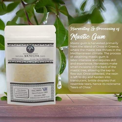 Organic Mastiha Chios 20G – 100% Natural Greek Mastic Gum, Gluten-Free & Sugar-Free Vegan Resin from Greek Farmers, Authentic Mastiha Tears for Daily Use thumbnail 8