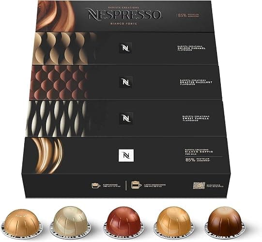Nespresso Vertuo - Bundle Barista Creations 50 Capsules - 10x Sweet Vanilla, 10x Golden Caramel, 10x Roasted Hazelnut, 10x Bianco Doppio, 10x Bianco Forte - Image 1