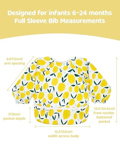 babygoal Waterproof Baby Bibs with Long Sleeves, Reusable Mess Proof Smock Bib for 6-24 Months thumbnail 3