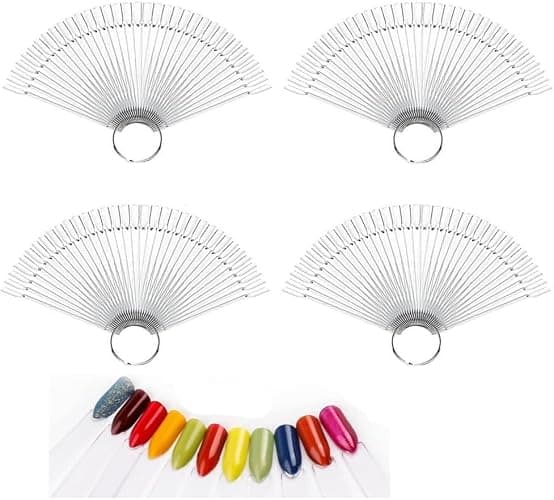 200Pcs Fan-shaped Nail Swatch Sticks,Clear Nail Color Swatches Display for Gel Polish, Nail Sample Practice Sticks,with Ring Holder for (Clear) - Image 1