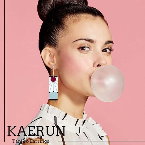 KAERUN 12 Pairs Women's Tanjiro Earrings Anime Demon Slayer Earrings Cosplay Fashion Double-sided Acrylic Alloy Resin Earring for Friends Mother and Daughter Halloween Christmas Birthday Jewelry Gifts thumbnail 2