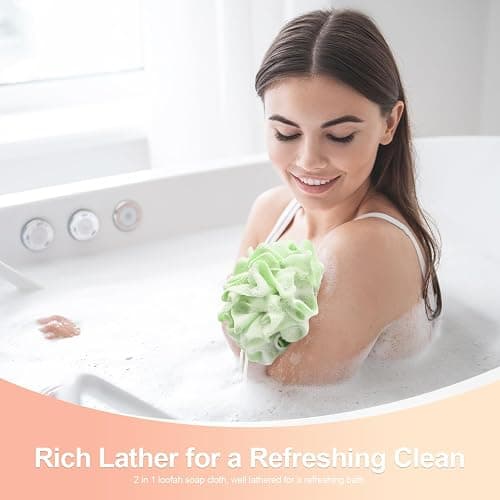 3-Pack Bar Soap Loofah Pouch, 2-in-1 Loofah Washcloth Combo with Soap Pocket, Rich-Lather Shower Sponge for Exfoliating, Home Gym Travel thumbnail 6