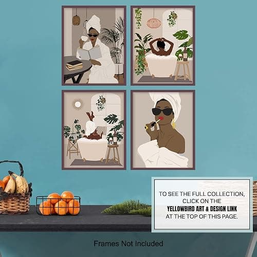 Black Art - African American Bathroom Decor - African American Women, Woman - Afro Wall Art - Black Culture - Guest Bath, Powder Room, Restroom Sign - Aesthetic Minimalist Decorations, Accessories thumbnail 7