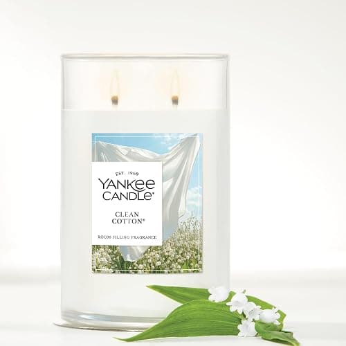 Yankee Candle Large Tumbler Scented Candle with up to 80 Hour Burn Time, Premium Plant Wax Blend for Consistent Burn, 20 oz Tumbler Candle with Room Filling Fragrance, Clean Cotton thumbnail 5