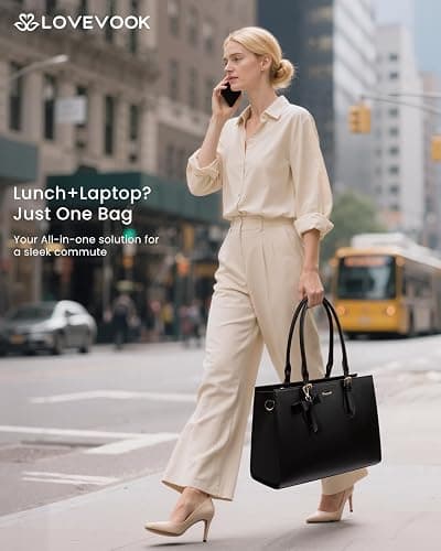 LOVEVOOK Lunch Tote Bag for Women, Laptop Bag for Work with Insulated Lunch Compartment 15.6 Inch 2 in 1 Lunch Tote Large Capacity Computer Handbag for Work, Teacher, Nurse, Office, Collage, Casual thumbnail 2