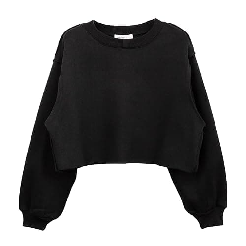 Amazhiyu Women Cropped Sweatshirt Long Sleeves Pullover Fleece Crop Tops thumbnail 2