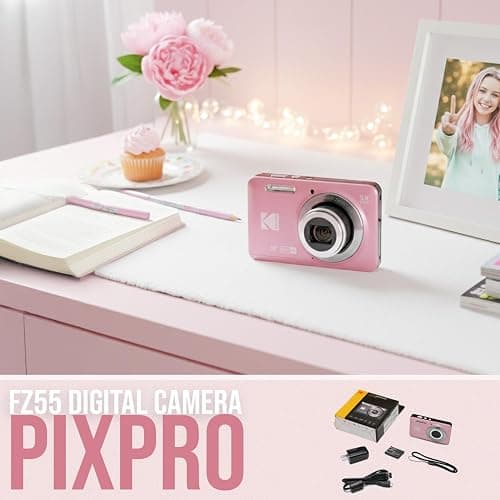 Kodak PixPro Friendly Zoom FZ55 16MP 1080p Full HD Digital Camera with 5X Optical Zoom Vlogging Camera (Pastel Pink) thumbnail 2